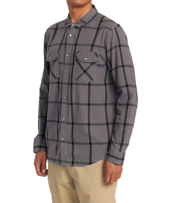 RVCA Neps Plaid L/S Shirt-Smoke