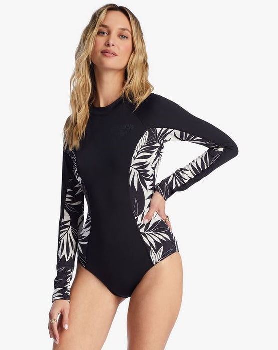 Billabong Core Mock Neck L/S One Piece-Black Pebble