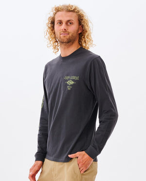 Rip Curl Fade Out Icon L/S Tee-Washed Black/Moss— Alternate View
