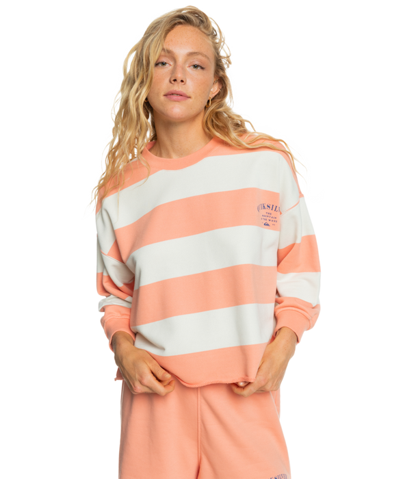 Quiksilver Legendary Wave Sweatshirt-Peach Pink Stripe Legend