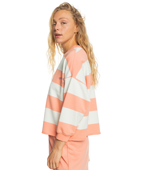 Quiksilver Legendary Wave Sweatshirt-Peach Pink Stripe Legend