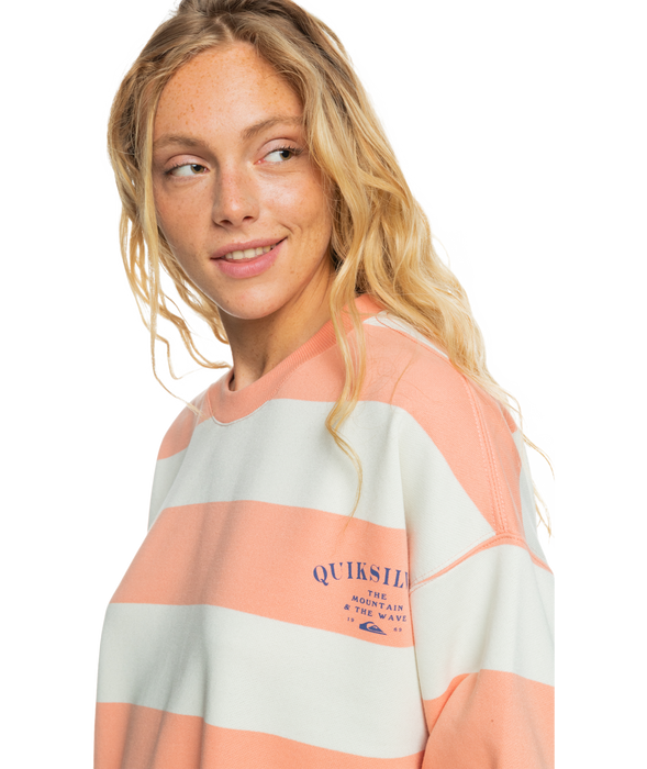 Quiksilver Legendary Wave Sweatshirt-Peach Pink Stripe Legend