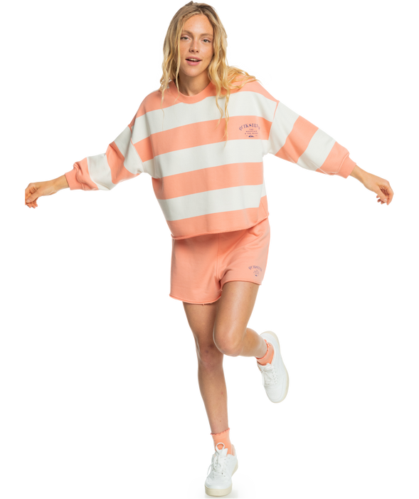 Quiksilver Legendary Wave Sweatshirt-Peach Pink Stripe Legend