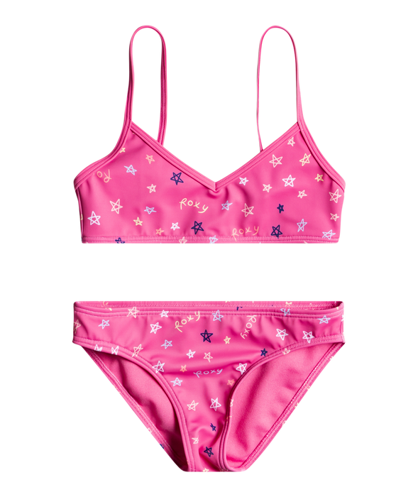 Roxy Tiny Stars Bralette Bikini-Pink Guava Star Dance