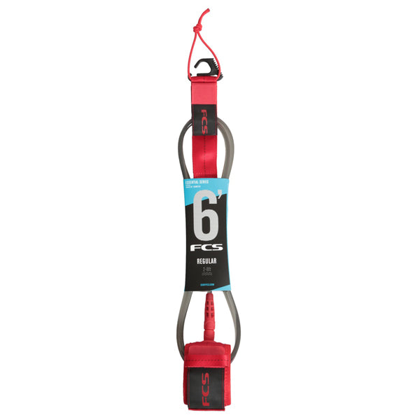 FCS Regular Essential Leash-6' x 7mm-Red