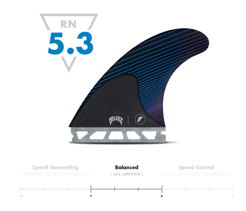 Futures Mayhem Honeycomb/Carbon Tri Fin Set-Blue/Violet-Large