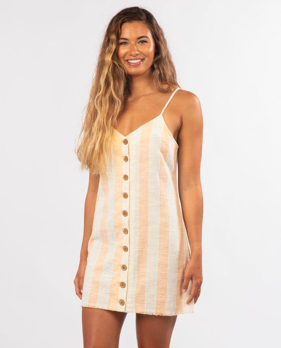 Rip Curl Havana Stripe Mini Dress-Bone