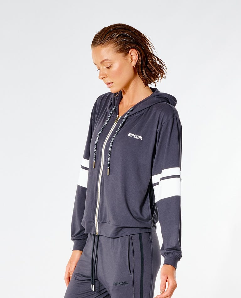 Rip Curl Run Swim Surf Zip Thru Jacket-Washed Black