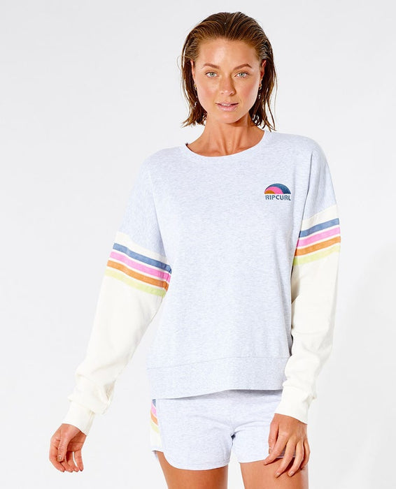 Rip Curl Surf Revival Wave Crew Sweatshirt-Light Grey Heather