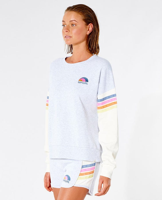 Rip Curl Surf Revival Wave Crew Sweatshirt-Light Grey Heather