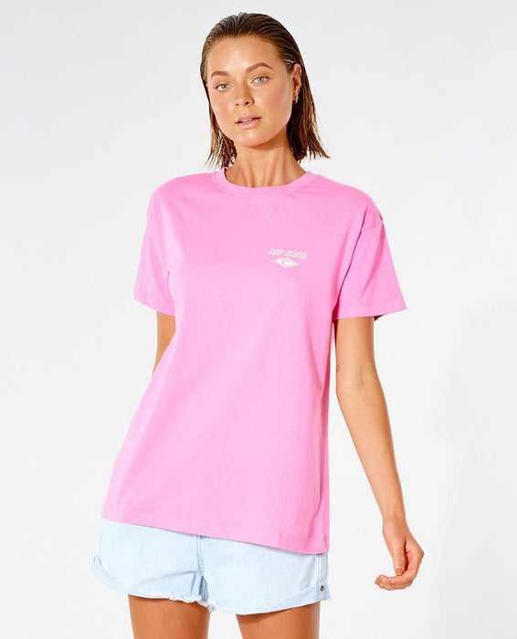 Rip Curl Fadeout Icon Tee-Pink