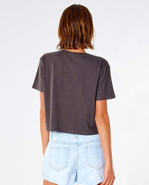 Rip Curl On The Coast Crop Tee-Washed Black