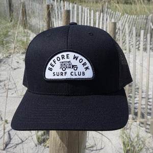 Before Work Surf Club Ole Woodie Trucker Hat-Black