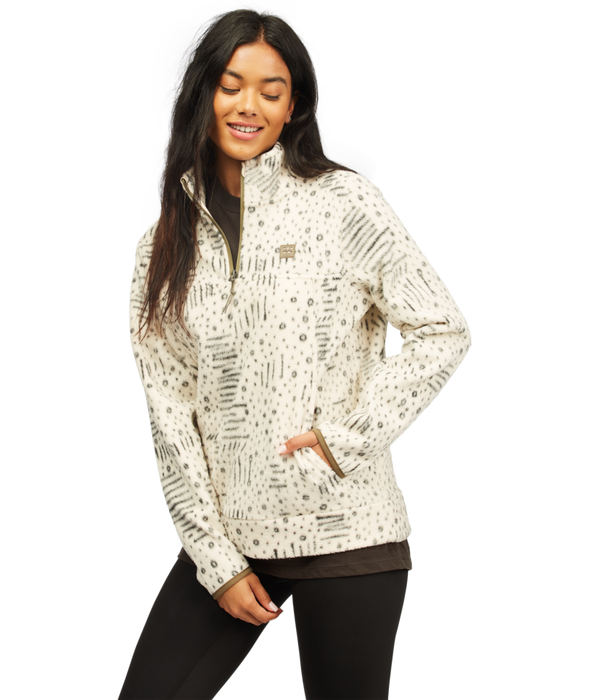 Billabong Boundary Mock Half Zip 2 Sweatshirt White Black