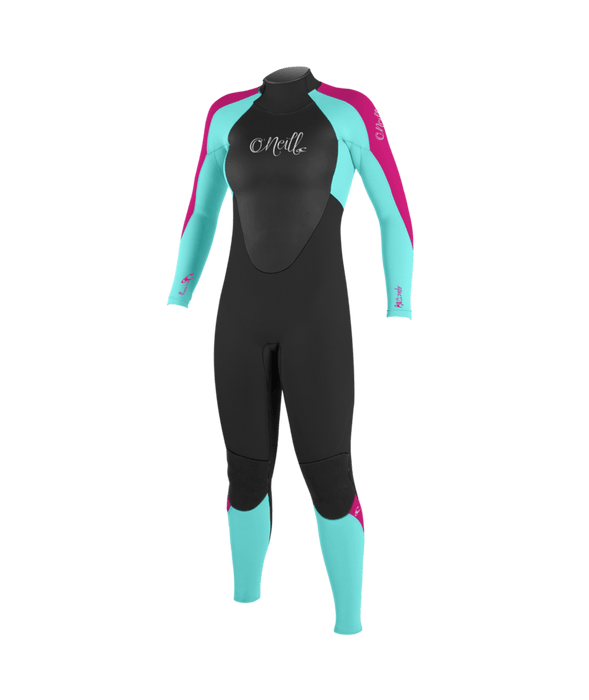 O'Neill Girl's Epic 4/3 BZ Wetsuit-Blk/Seaglass/Berry