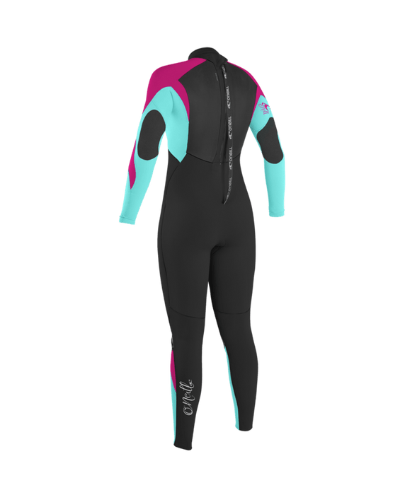 O'Neill Girl's Epic 4/3 BZ Wetsuit-Blk/Seaglass/Berry