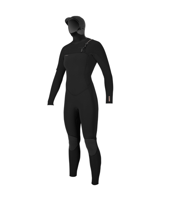 O'Neill Wmn's Hyperfreak 5/4+ CZ Hooded Wetsuit-Blk/Blk