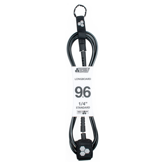Channel Islands Standard Hex Cord Leash-Black-9'6" x 1/4"