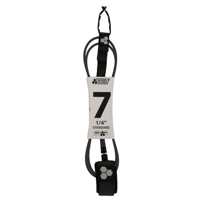 Channel Islands Standard Hex Cord Leash-Black-7' x 1/4"