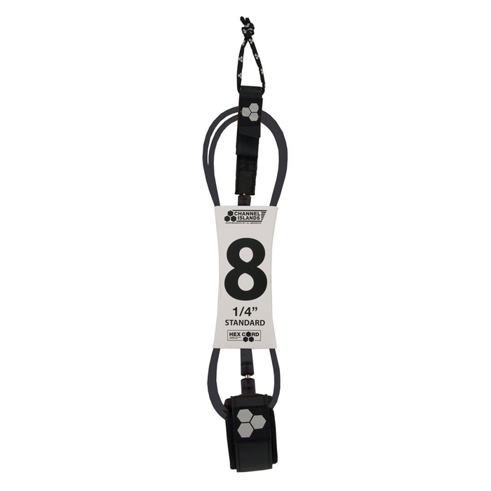 Channel Islands Standard Hex Cord Leash-Black-8' x 1/4"