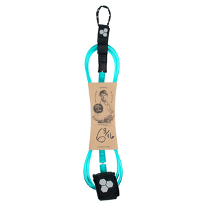 Channel Islands Dane Comp Leash-Black/Turquoise-6' x 3/16"