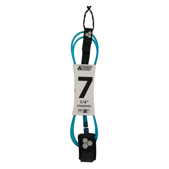 Channel Islands Standard Hex Cord Leash-Black/Blue-7' x 1/4"