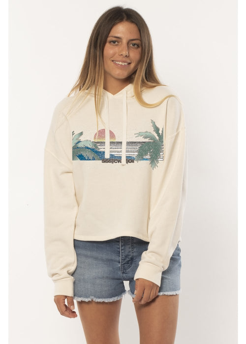Sisstr Lines Crop Hooded Sweatshirt-Vintage White