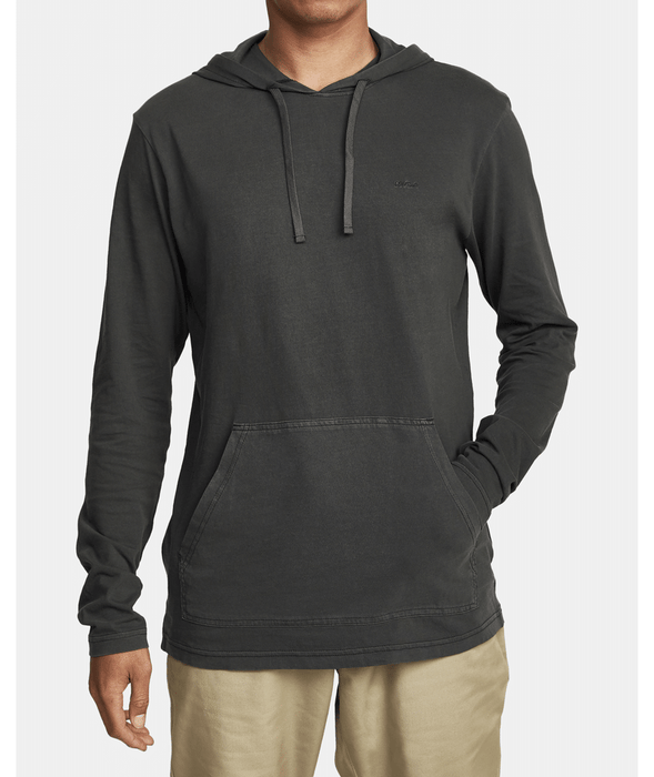 RVCA PTC Pigment Hooded L S Tee Pirate Black REAL Watersports