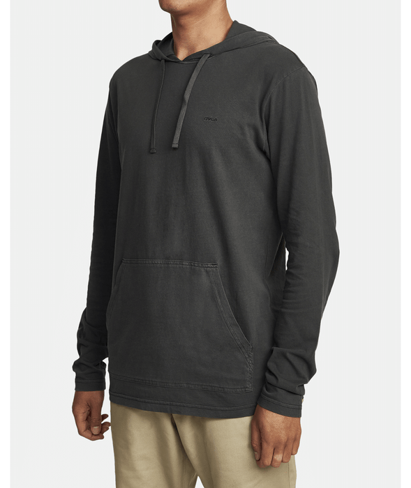 RVCA PTC Pigment Hooded L/S Tee-Pirate Black