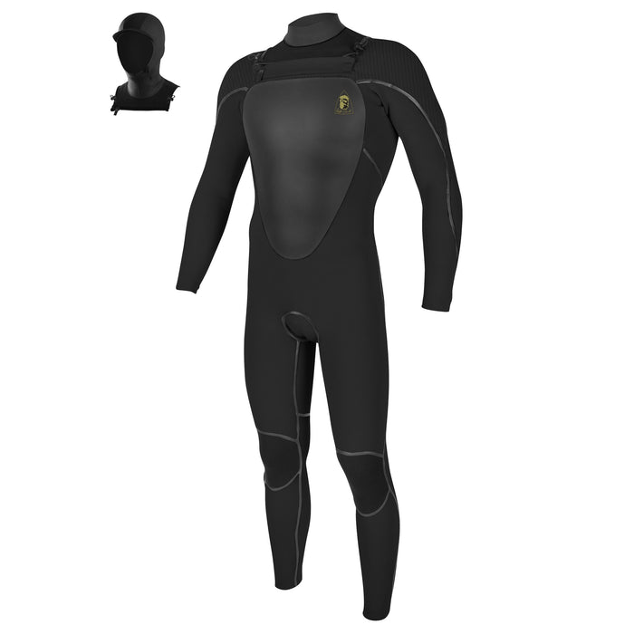 O Neill Mutant Legend 4.5 3.5 Hooded Chest Zip Wetsuit Black XLS