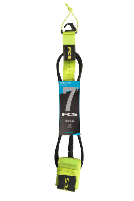 FCS Regular Essential Leash-7' x 7mm-Fluro Green