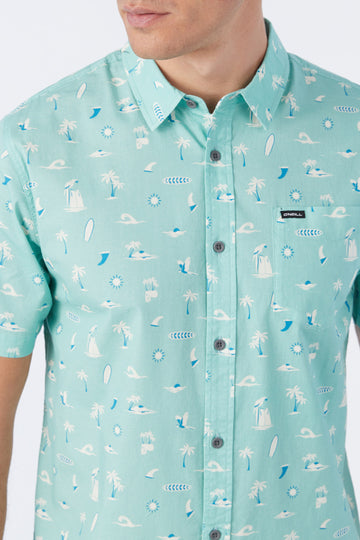 O'Neill Quiver Stretch Modern S/S Shirt-Aqua Wash