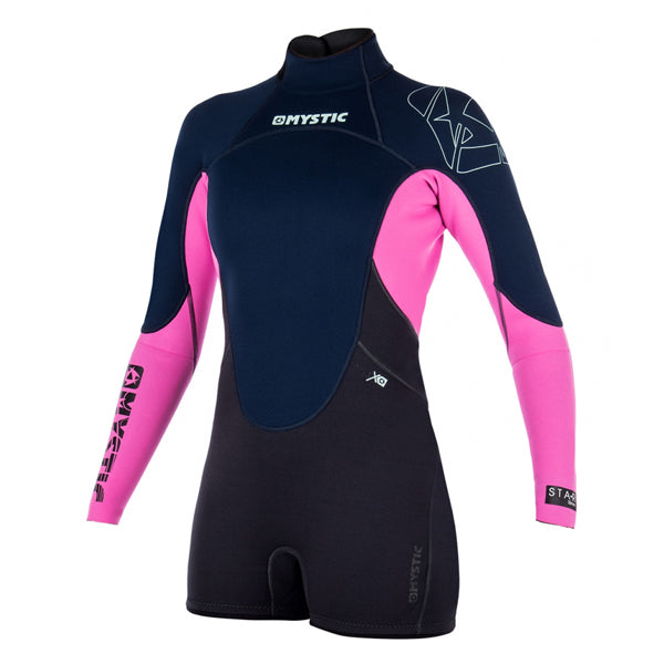 Mystic Star 3/2mm BZ Flatlock Wmn L/S Springsuit-Navy