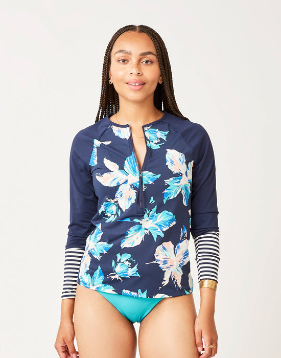 Carve Designs Kona Rashguard-Stargazer w/Navy Stripe